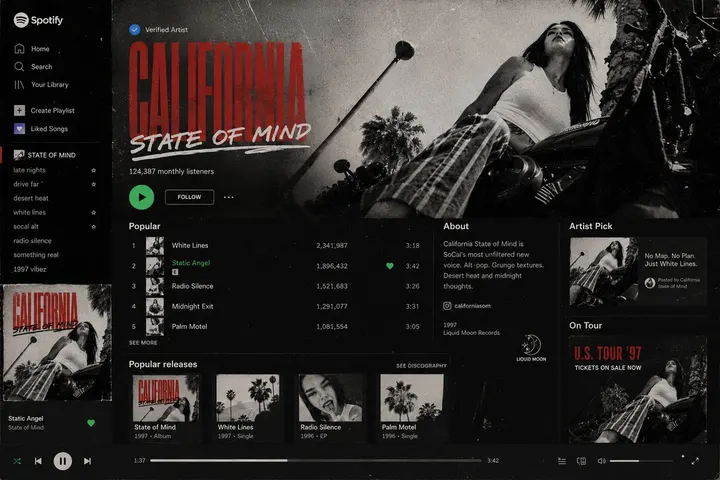 California: State of Mind — Spotify artist page design