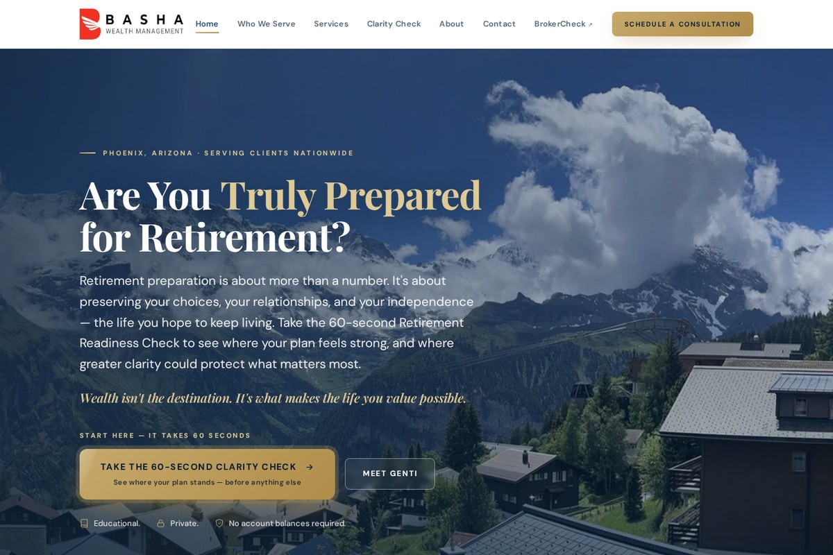 Basha Wealth Management website preview