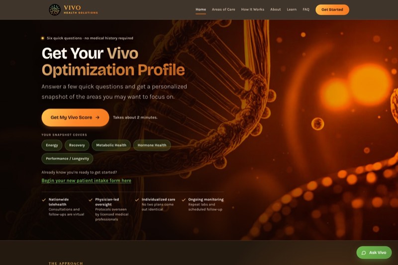 Vivo Health Solutions website
